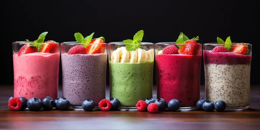 Smoothie o pięciu różnych smakach