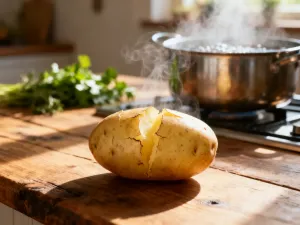 Apetyczne gołąbki w sosie pomidorowym podane na rustykalnym talerzu w przytulnej kuchni.